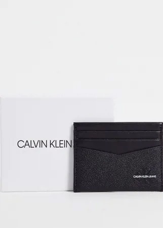 Черный кошелек для карт с логотипом и зернистой фактурой Calvin Klein Jeans