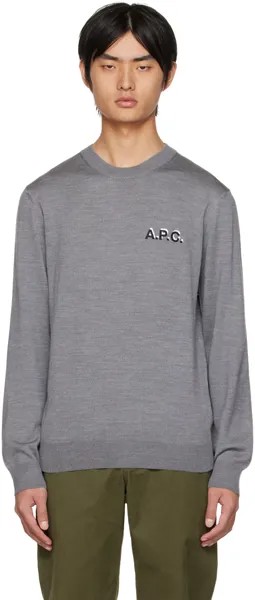 Серый свитер с вышивкой A.P.C.