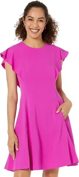 Расклешенное платье с рукавами с рюшами DKNY, цвет Flamingo