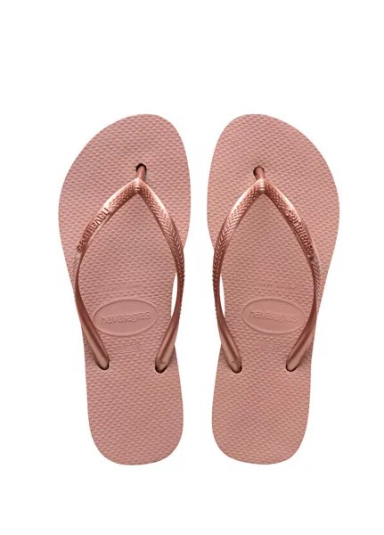 Узкие женские пляжные тапочки на плоской платформе Havaianas, розовый