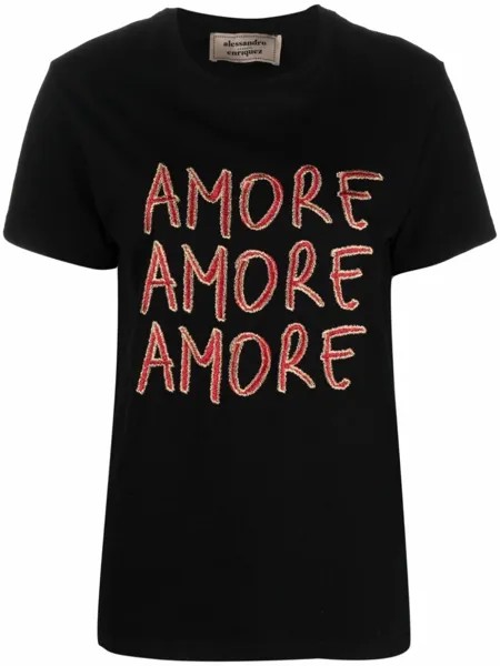Alessandro Enriquez футболка Amore с вышитым логотипом, черный