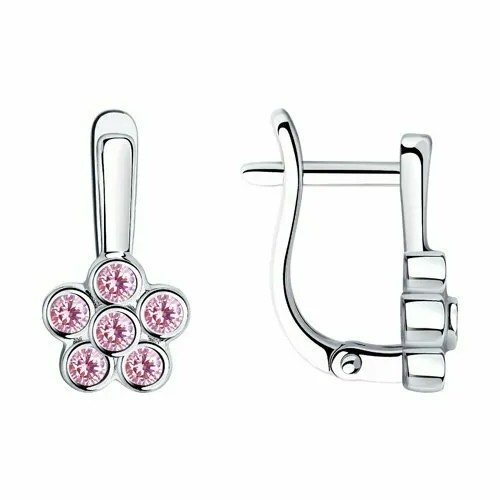 Серьги Яхонт 2704944, серебро, 925 проба, фианит, розовый