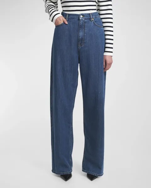 Широкие джинсы из денима Valentino Garavani, цвет Denim