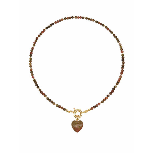 Колье Strekoza Collection, длина 41 см, коричневый/зеленый