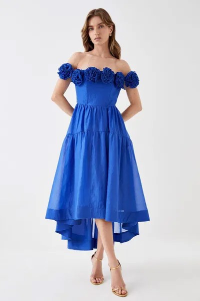 Платье миди с цветочным принтом и бардо Coast, синий