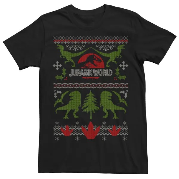 Мужская футболка-свитер с изображением динозавра из мира Юрского периода, рождественский уродливый свитер Licensed Character
