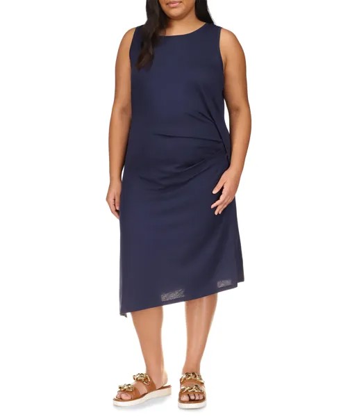 Платье MICHAEL Michael Kors, Plus Size Solid Crew Neck Drape Dress