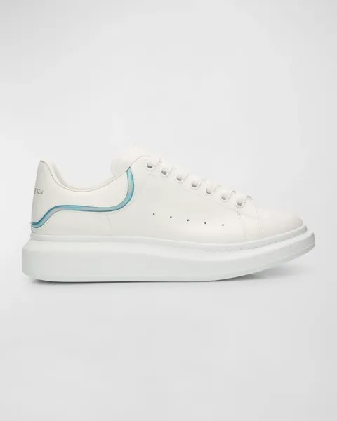 Мужские кожаные низкие кеды оверсайз Alexander McQueen, цвет Bluewht