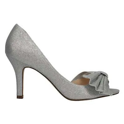 Nina Fay Glitter Peep Toe Evening Pumps Womens Silver Dress Casual FAY-SIL