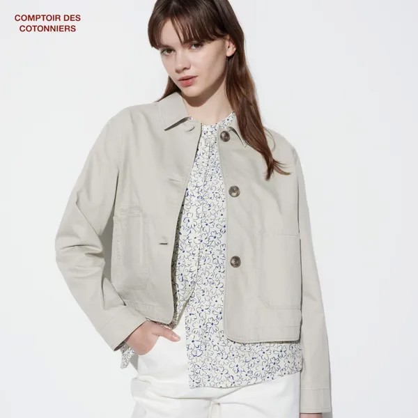 Куртка UNIQLO comptoir de cotonnier из хлопка, серый