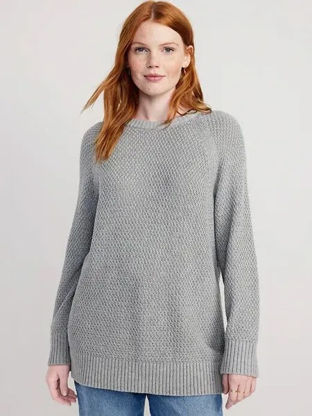 Старый темно-серый текстурированный пуловер-туника, размер 3X