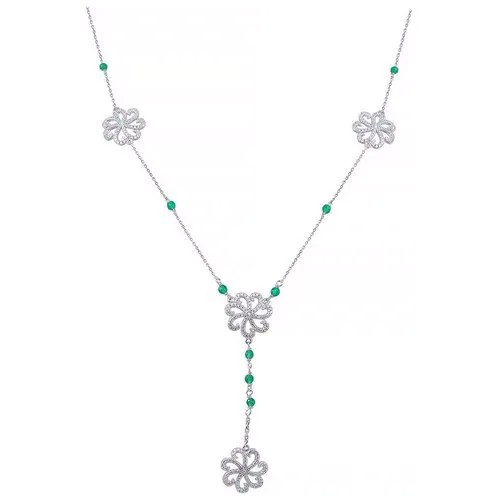 Колье из серебра 925 пробы с агатом и фианитами N8164-H_ZAG_001_WG ELEMENT47, длина 70 см.