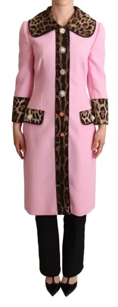 Куртка DOLCE - GABBANA Розовый шерстяной плащ с леопардовым принтом IT38 / US4 / XS Рекомендуемая розничная цена 4500 долларов США