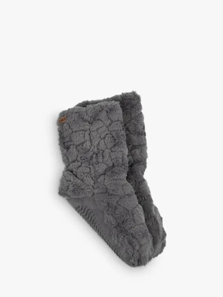 Носки-тапочки из искусственного меха, серые