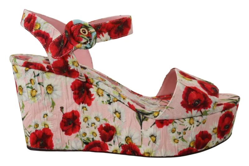 DOLCE - GABBANA Shoes Разноцветные парчовые босоножки на танкетке с цветочным принтом EU36 / US5,5 $900