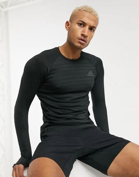 Черный лонгслив adidas Running-Черный цвет