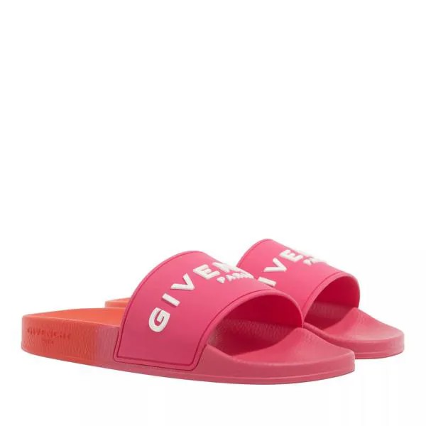 Сандалии slide flat sandals in rubber pink/orange Givenchy, красный