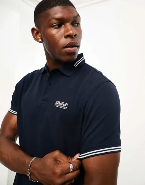Темно-синяя рубашка-поло с короткими рукавами Barbour International Essential