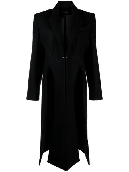 Mugler шерстяное однобортное пальто, черный