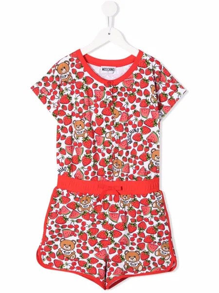 Moschino Kids комбинезон с короткими рукавами и логотипом