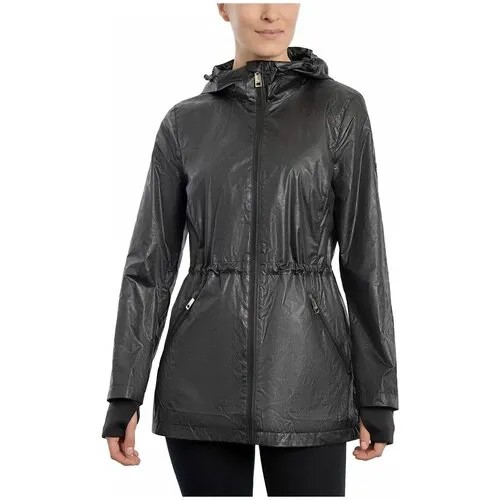 Плащ MICHAEL KORS L женский черный блестящий с капюшоном и молнией Hooded Anorak Zip Raincoat Coat Shimmery Black Large