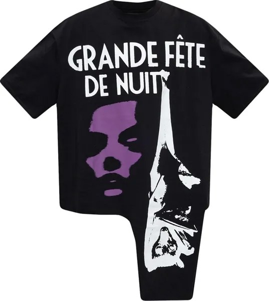 Футболка Raf Simons Oversized T-Shirt Cut Out Grand Fete De Nuit 'Black', черный