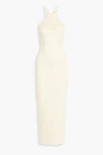 Платье макси из фактурной повязки и эластичной вязки HERVÉ LÉGER, слоновая кость