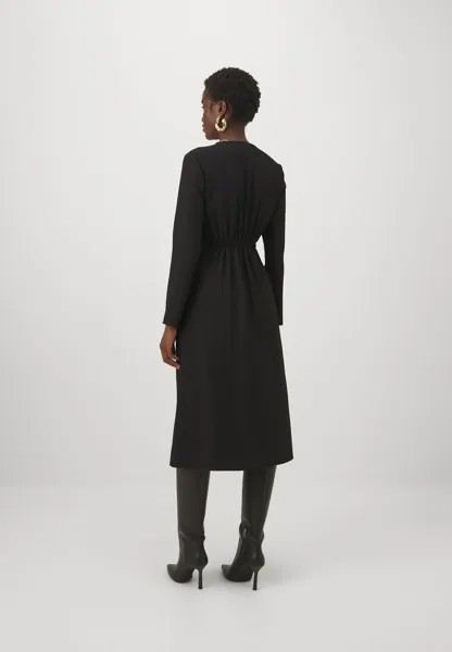 Трикотажное платье LONG SLEEVE MIDI DRESS DKNY, черный