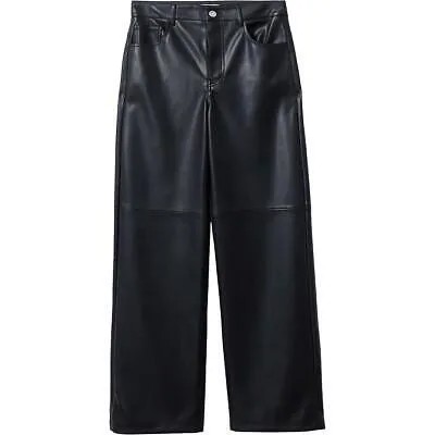 MNG Женские черные джинсы из искусственной кожи с высокой талией Брюки Bootcut 12 BHFO 5965