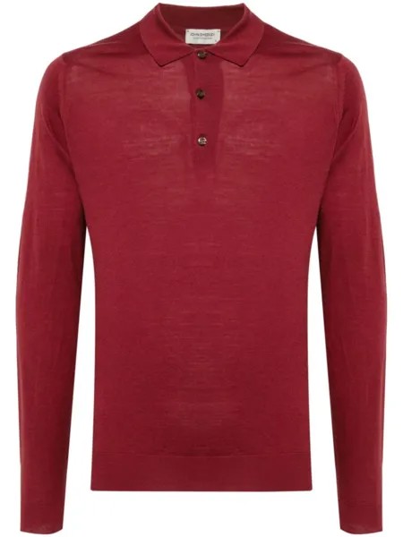 John Smedley шерстяная рубашка поло с длинными рукавами, красный