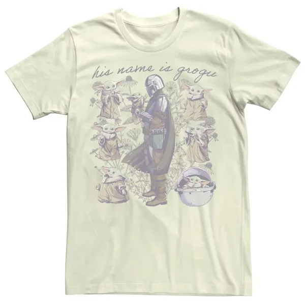 Мужская футболка с цветочным принтом «Звездные войны» The Mandalorian Grogu Licensed Character