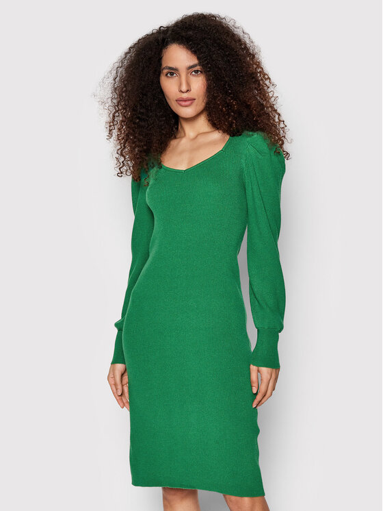 Трикотажное платье приталенного кроя Vila, зеленый