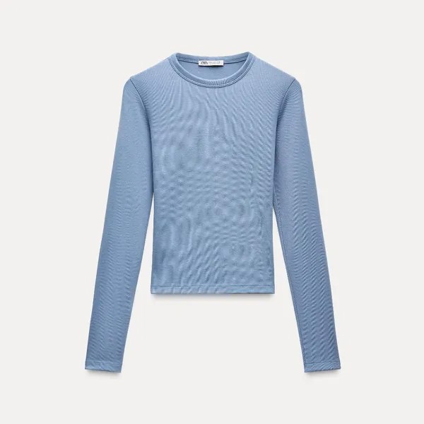 Лонгслив Zara Cotton Modal Long Sleeve, синий