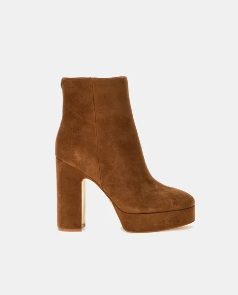 Женские кожаные ботильоны Temela на платформе и блочном каблуке Guess, коричневый