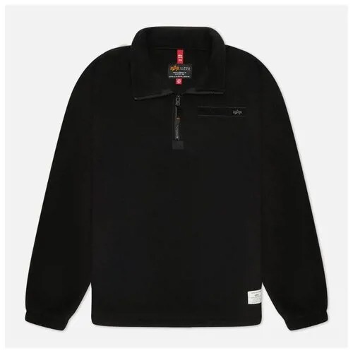 Мужская толстовка Alpha Industries Quarter Zip Fleece чёрный , Размер XXL