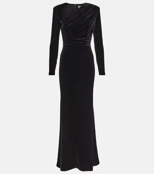 Асимметричное бархатное платье ROLAND MOURET, черный