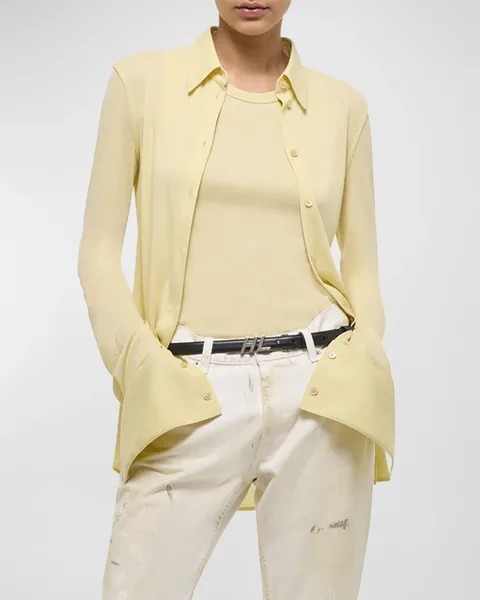 Рубашка из джерси на пуговицах спереди Helmut Lang, цвет Butter