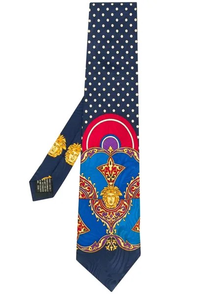 Versace Pre-Owned галстук в горох с принтом Medusa