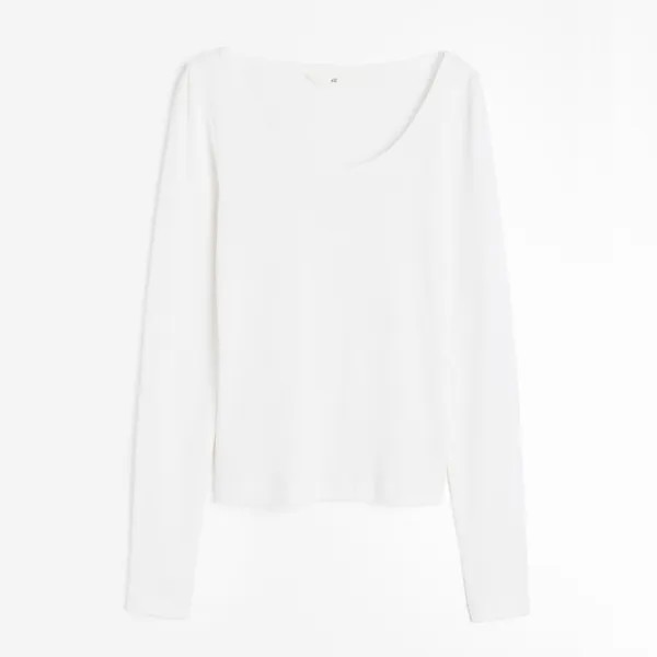 Лонгслив H&M Ribbed Modal-blend, белый