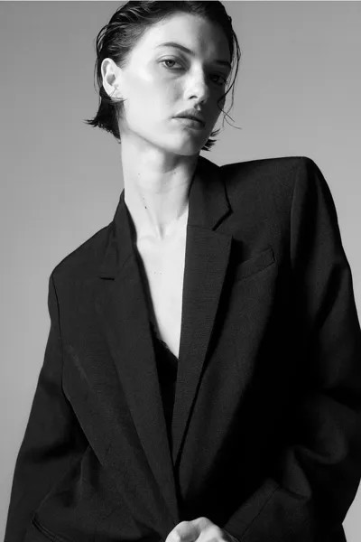 Однобортный пиджак H&M, черный