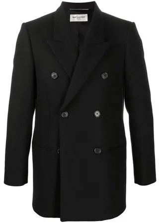 Saint Laurent двубортное пальто с заостренными лацканами