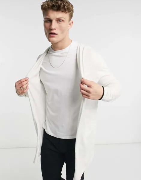 Белый трикотажный кардиган с капюшоном ASOS DESIGN