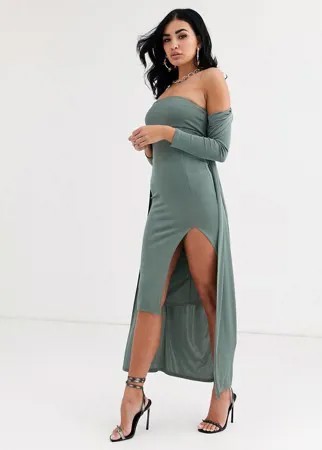 Комплект из платья-бандо миди и накидки ASOS DESIGN-Мульти