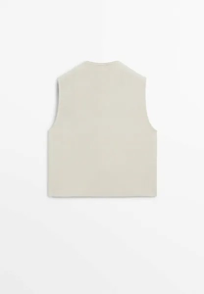 Жилет V-NECK Massimo Dutti, бежевый
