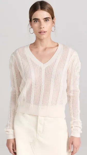 Свитер FRAME Ruched Sleeve Pointelle Cashmere, белый
