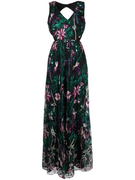 Marchesa Notte вечернее платье с цветочной вышивкой, черный