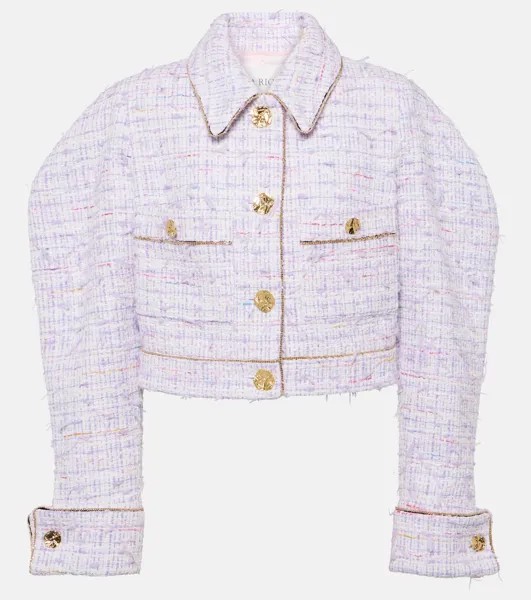 Укороченный твидовый пиджак из смесового хлопка Nina Ricci, лиловый