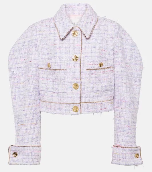 Укороченный твидовый пиджак из смесового хлопка Nina Ricci, лиловый