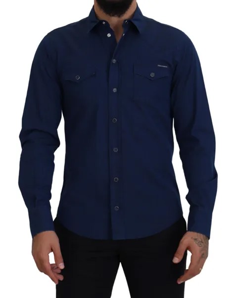 DOLCE - GABBANA Рубашка Синие джинсовые хлопковые джинсы узкого кроя 40 / 15,75 США / М 600 долларов США