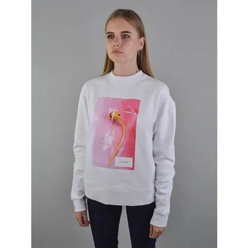 Свитшот CALVIN KLEIN, средней длины, размер S, белый